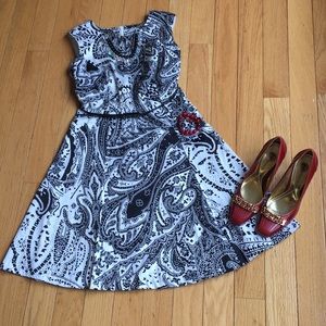 INC Black & White Paisley A-Line Dress - Size 2P